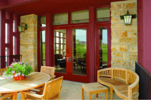 e series exterior outswing hinged french patio door cinnamon toast exterior color Eagle Windows Doors