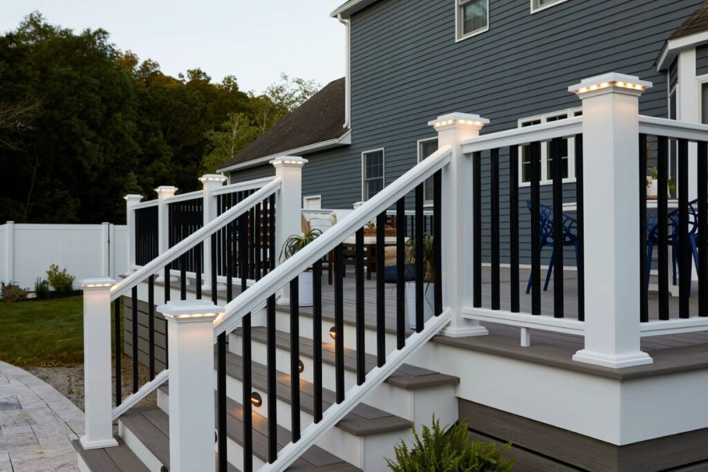 TimberTech White Composite Railing with Black Composite Balusters